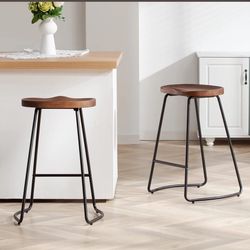 Brand new set of two 26β barstools with solid wood seats