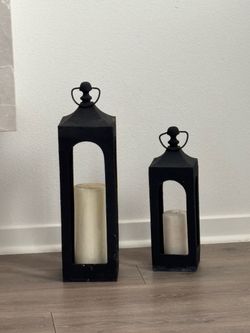 Black Metal Candle Lanterns Set of 2