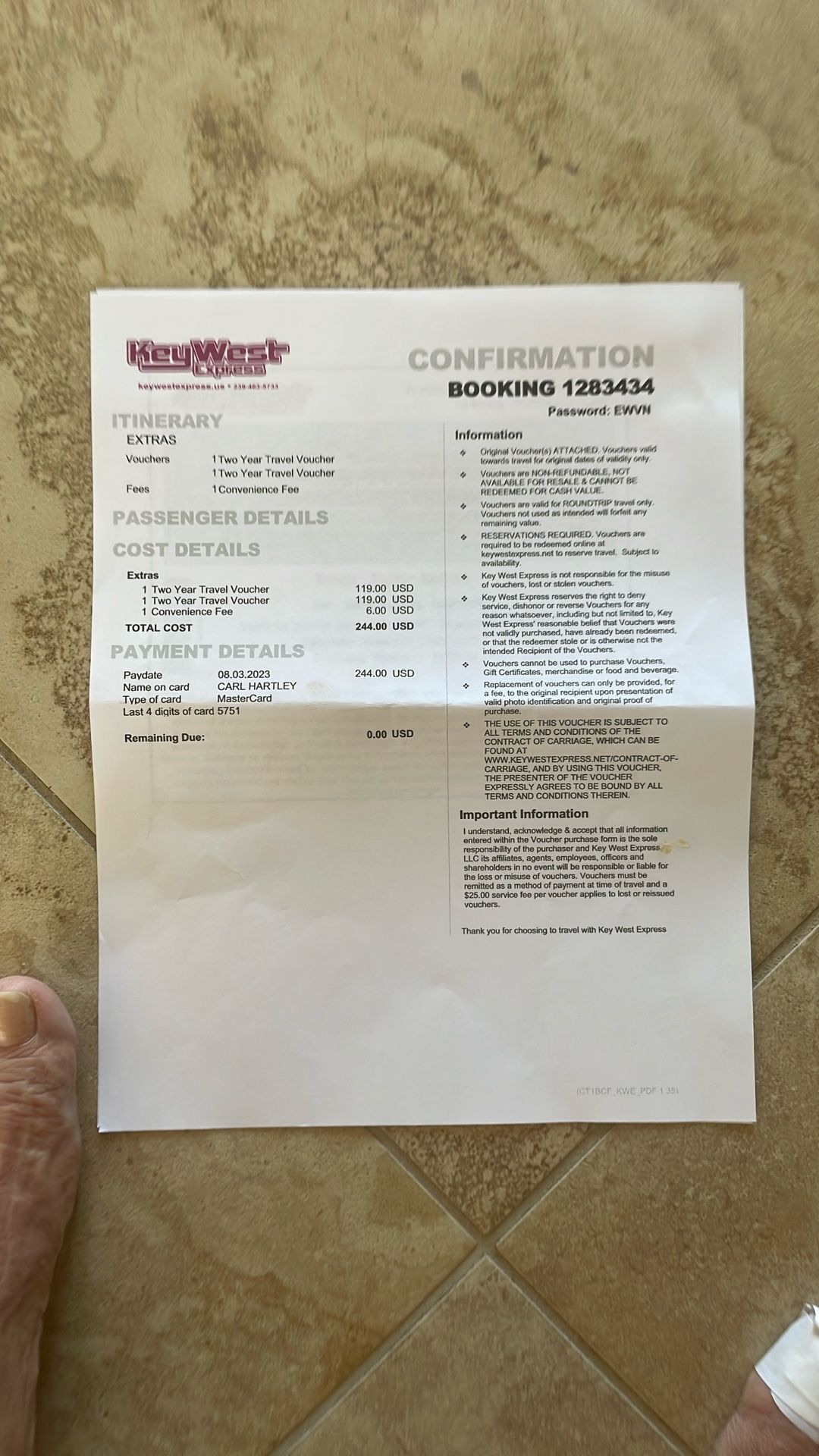 Keywest Tickets For Sale