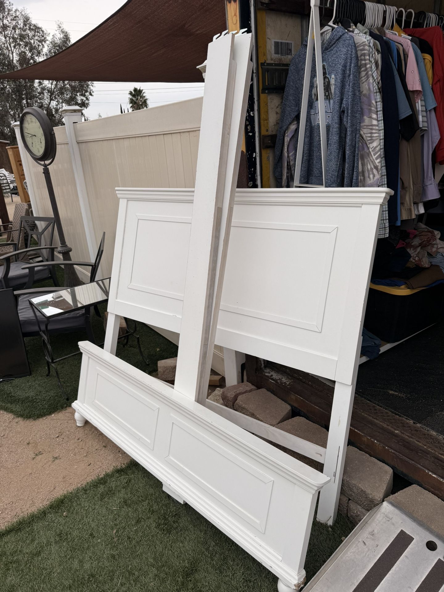 Queen Size White Wood Bed Frame