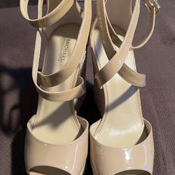 Michael Kors Woman’s Platform Patent Espadrilles , Beige Size 9