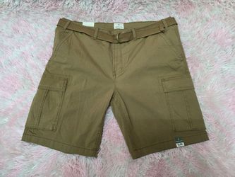 Men's Big Tall Mutual Weave Taffy Brown Cargo 10" Shorts w/ belt  46B 48B  50 NEW