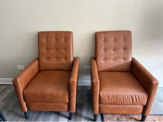 Yaheetech Faux Leather Tufted Recliner Chairs - Set of 2 (Brown)