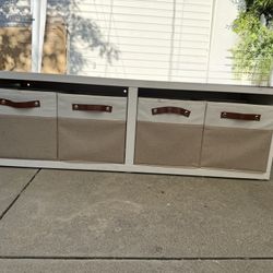 Entry Bench / Cabinet With 4 Pull Out Fabric Drawers 