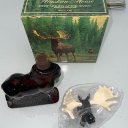 Vintage Avon for Men Alaskan Moose Wild Country After Shave Brown Glass