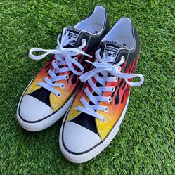 Converse Chuck Taylor AS Low Canvas Black Fire Flame Men's Size 10.5 Sneakers