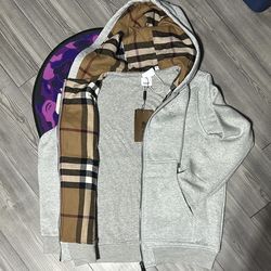 Burberry Grey Zip Up Sweater