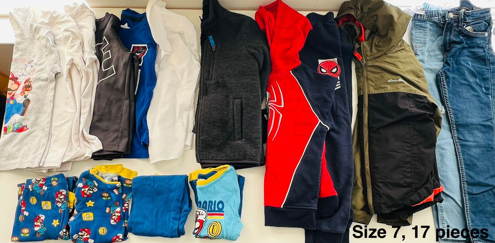 Boys Clothes, size 7, Fall and Winter sets, long pants, long sleeve shirts, jacket, jeans, etc