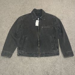 abercrombie workwear zip up denim jacket