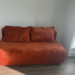 Brand New Mod/Mid Century Modern Orange Boneless Couch