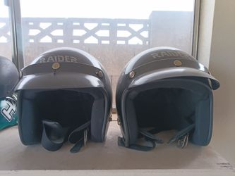Two motorcycle helmets