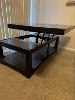 Dark Wood Lift-Top Coffee Table