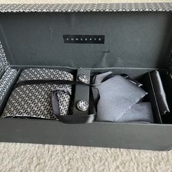 New Gift Box Set - 2 Neck Ties, 2 Pocket Squares, 2 Cufflinks