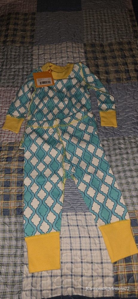 NWT Masalababy Teal & Yellow Geometric Pajama Set