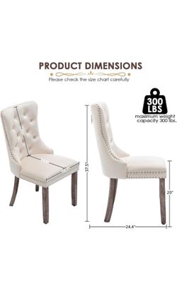 Velvet Dining Chair Set of 2, Modern Kitchen Chairs with Nailhead Trim, 2 Pieces Upholstered Dining Room Chairs for Living Room, Bedroom (Beige) 91 $7