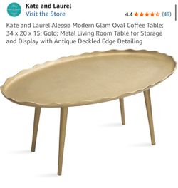 Designer gold metal coffee table