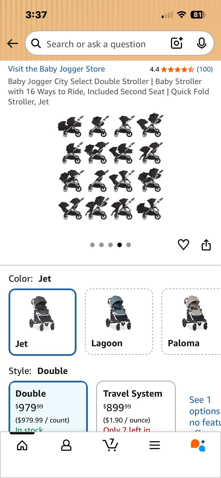 City Select Double Jogger Stroller Great For Twins or Siblings