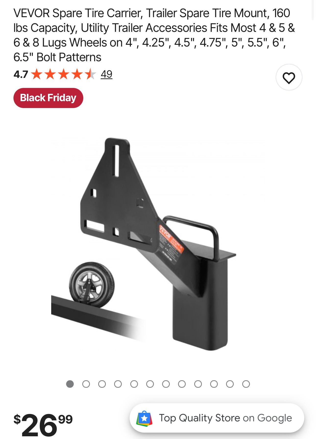 Spare Tire Carrier, Trailer Spare Tire Mount