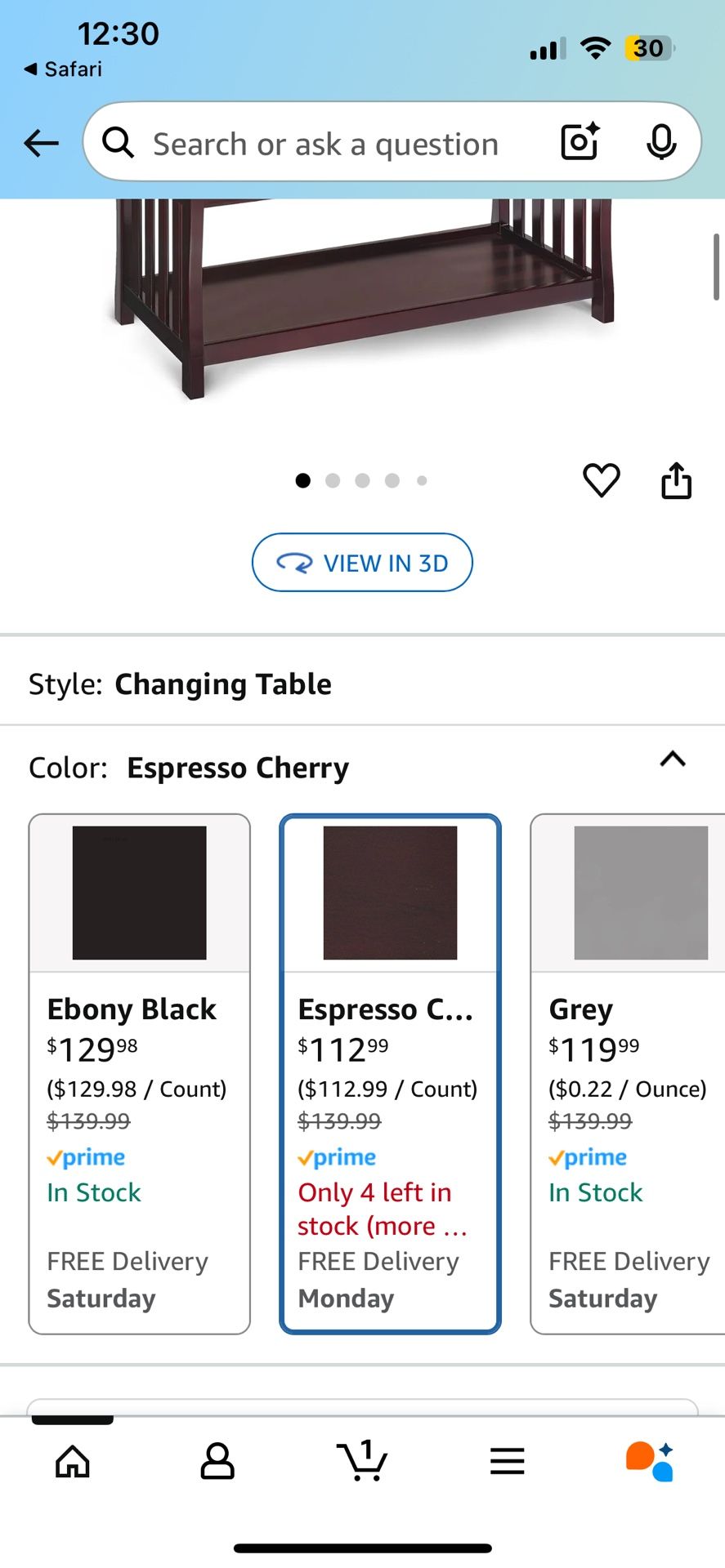 baby changing table