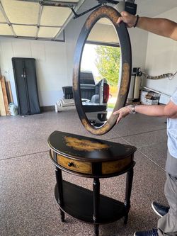 Table with matching mirror