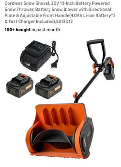 20V Cordless Snow Shovel with 2 Batteries & Charger