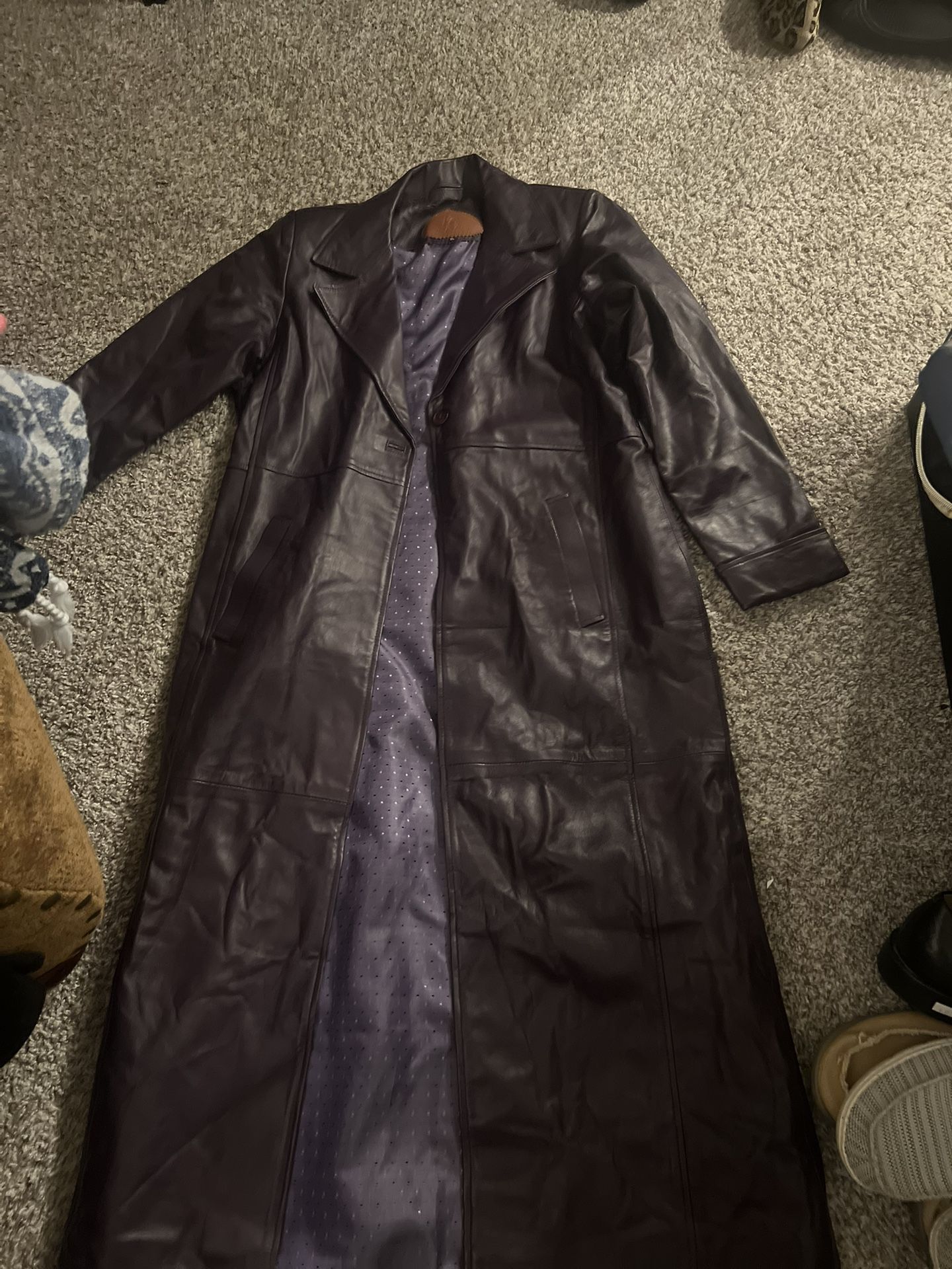 Leathers Trench Coat Size Xl Purple