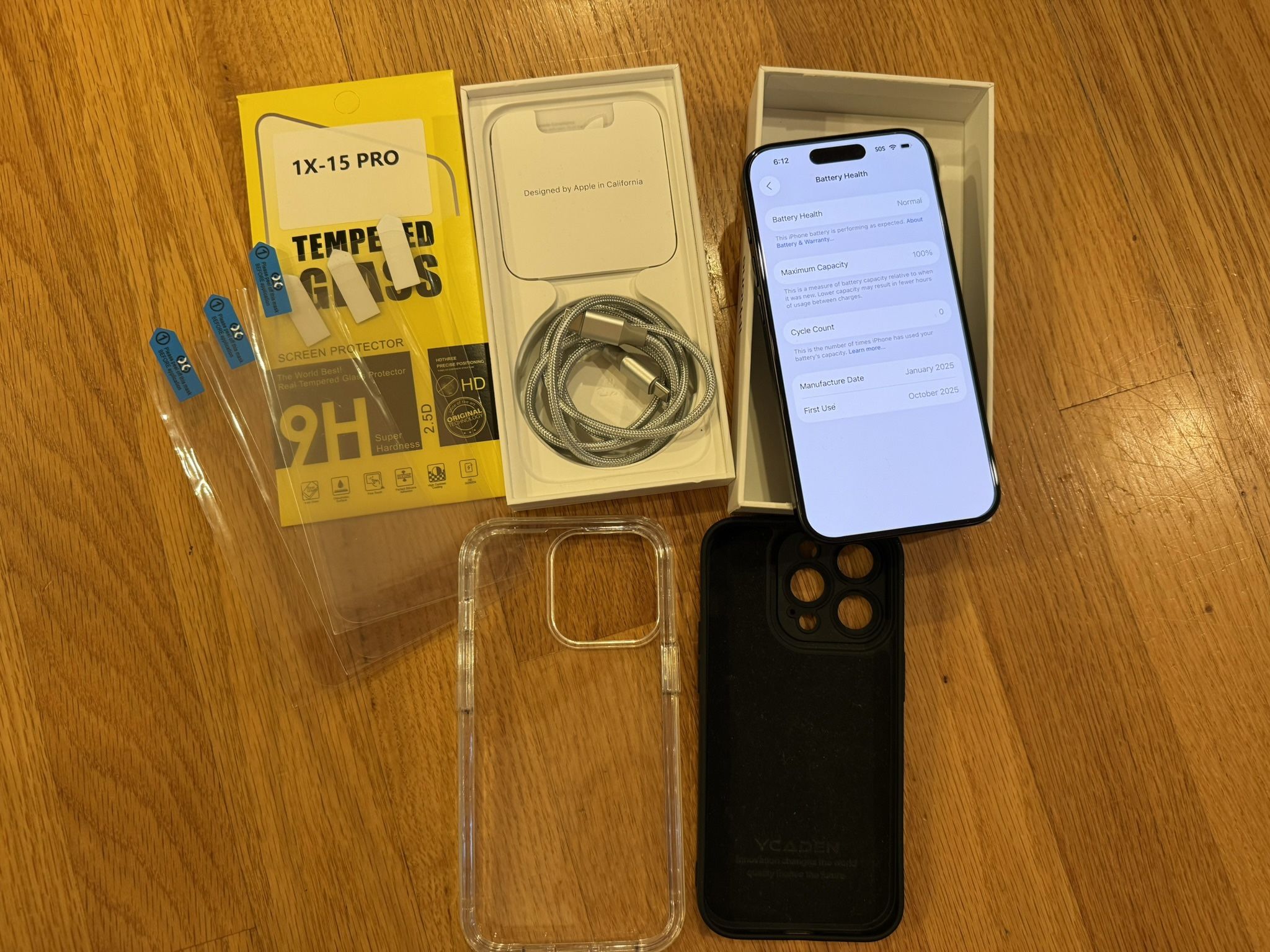 Brand New black iPhone 15 Pro Unlocked to any carrier 128gb 100% Battery Health