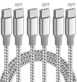 3 Pack 10FT 60W Fast Charging USB C to USB C Cable