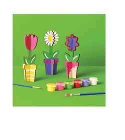 3ct Wood 3D Flowers Painting Craft Activity Kit - Mondo Llama