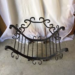 Vintage Wrought Iron French Magazine Or Firewood Holder