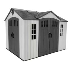 Lifetime Heavy Duty 10 ft. W x 8 ft. D Resin Dual Entry Outdoor Storage Shed (80 sq. ft.)