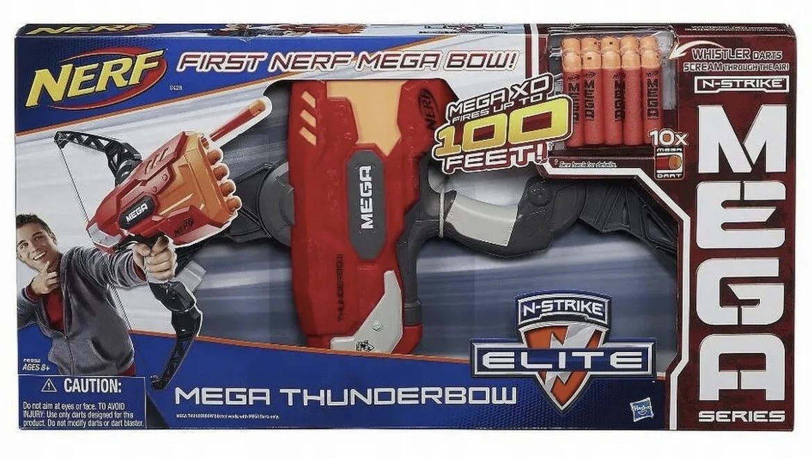 BIG Nerf Mega Thunderbow Bow & Arrow Blaster FIRST EVER Foam Dart Large Set NEW