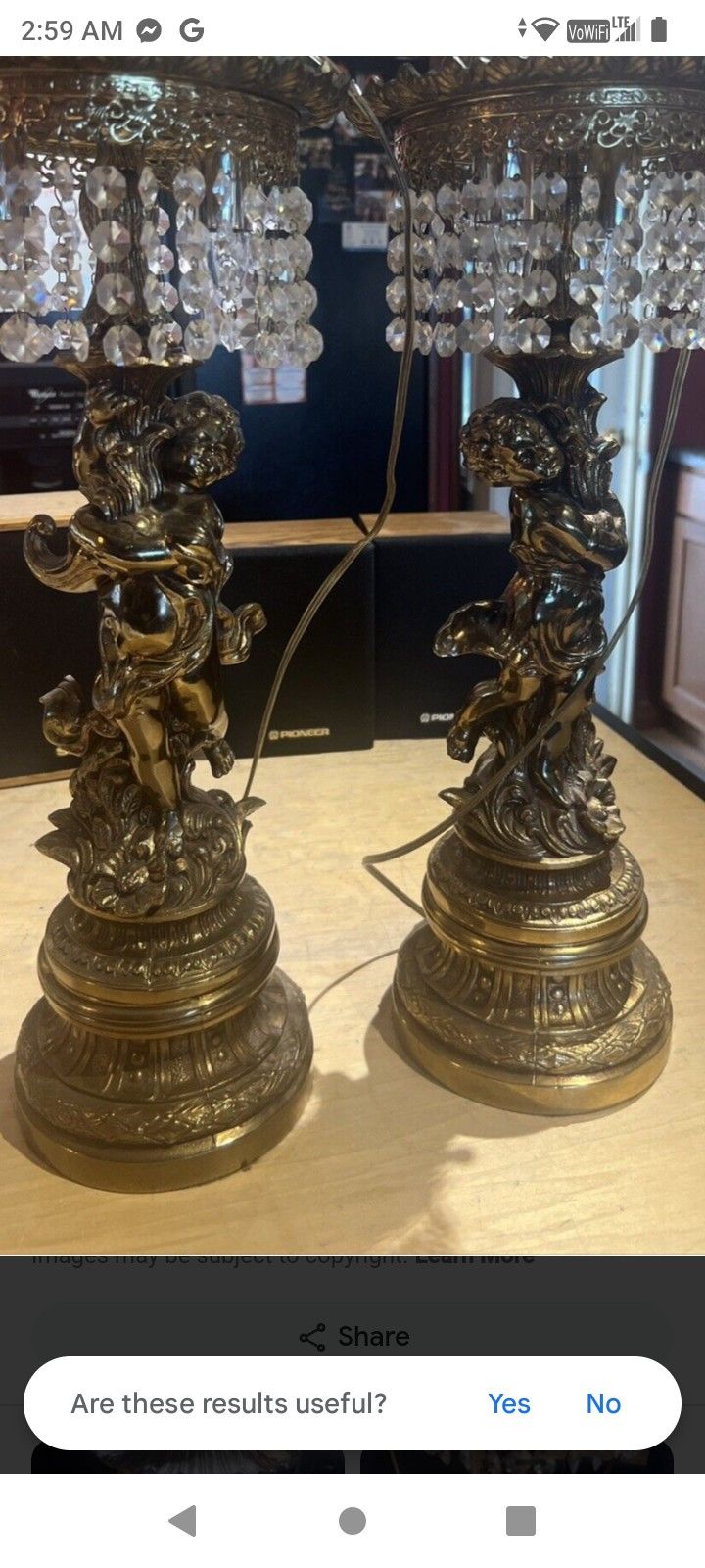 ($999on eBay)Antique Jeweled Brass Cherub Lamp Set