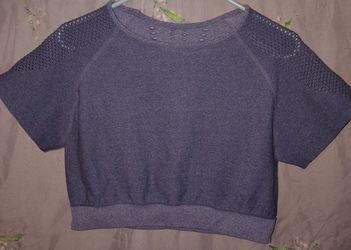 Blue Gray Seamless Gym Crop Top (M)