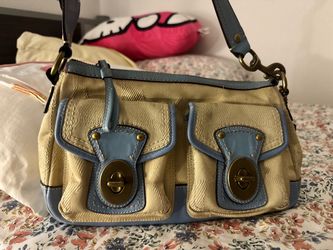 Coach Shoulder Bag Blue Trim