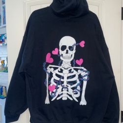 LANY Hoodie | Skeleton with Heart + Veins | Black & Pink | 2XL