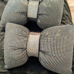 2 Bling Rhinestones Bowknot Car Headrest Pillow