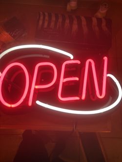 Cute pink and white open sign