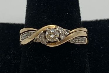 Gold diamond wedding set #14721