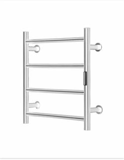 SKYSHALO 4 Bars Towel Warmer Rack, Wall Mounted Heated Towel Rack for Waterpoof Towel Heater Rack with Timer, Bathroom Silver