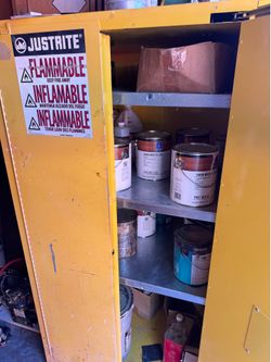 Professional paint and chemical storage.
