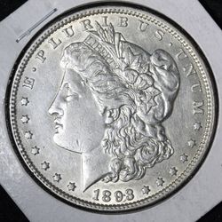 1893 Morgan Silver Dollar AU+/UNC E362 ZFTU
