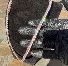 VVs1 Iced Out Diamond Tennis Chain Rose Gold