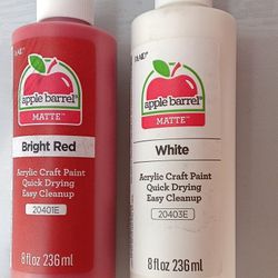 Case Of 24 8 Oz Apple Barrel Matte Paints In White And In Bright Red