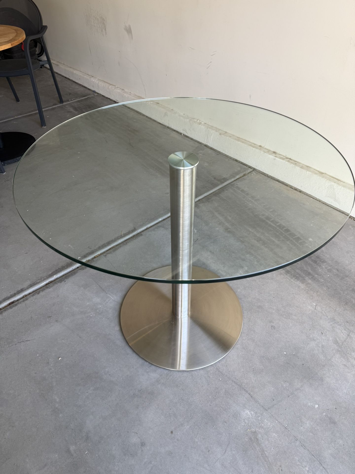 36 Inch Glass And stainless Bistro Table Like New 