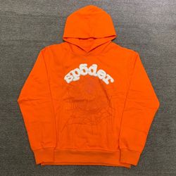 Young Thug Sp5der-Orange hoodie  with White Letters