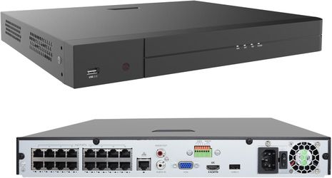 6 Channel 4K PoE Network Video Recorder NVR, 16 Port H.265 NVR Support 4K/2K/8MP/5MP/3MP/1080P PoE Camera