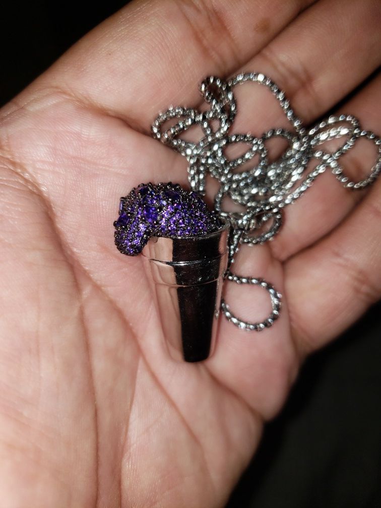 Double cup stainless steel w/purple crystals