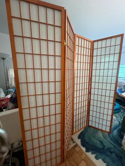 4 panel red wood room divider