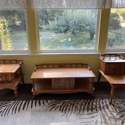 Vintage Colonial Style Coffee Table And End Table 3 Piece Set 